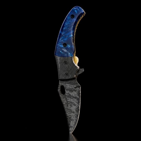 MeteorEdge Damascus Pocket Folder