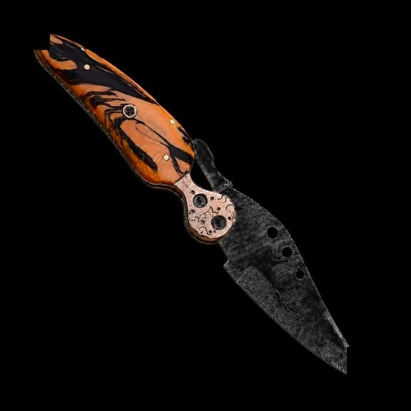 Damascus Resin Handle Folder WH-3821