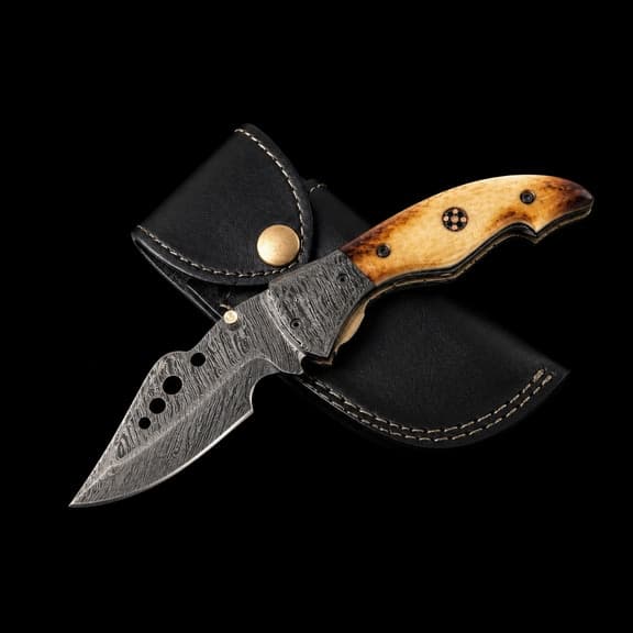 Handmade Damascus Pocket Knife EDC