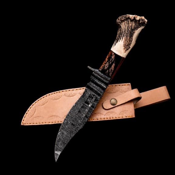 Handmade Damascus Stag Hunting Knife